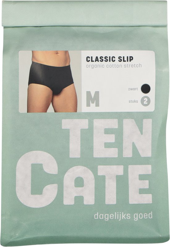 Pakje Ten Cate Classic Slip in zwart, organic cotton stretch, maat M, 2 stuks.