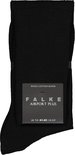 Zwarte FALKE Airport Plus kniekous met label en 'Wool-Cotton-Blend' aanduiding.