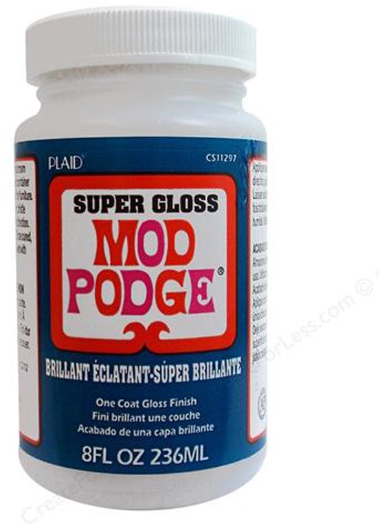 Mod Podge Super Gloss, High Gloss, Colle de découpage tout-en-un, vernis et finition, 236 ml, pour les illustrations en Médias mixtes, la Peinture de diamants, la mosaïque, l'artisanat et la décoration Home Deco