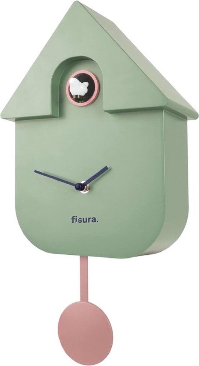 Thuys – Koekoeksklok Modern – Wandklok Modern – Woonkamer Klok – Stijlvol Design – 42x22x8 CM – Mint