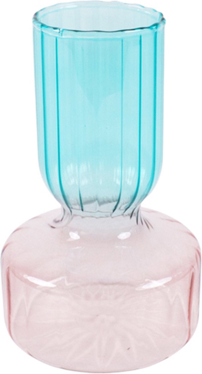 dekoratief Vaas blauw/roze, glas, 10x10x15cm | A254006