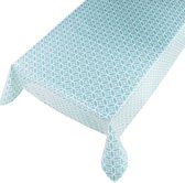 Tafelzeil Crossed Circle Blauw -  140 x 300 cm - Blauw tafellaken - Tafelkleed plastic - Voor buiten en binnen - Verschillende maten - Geleverd in een koker