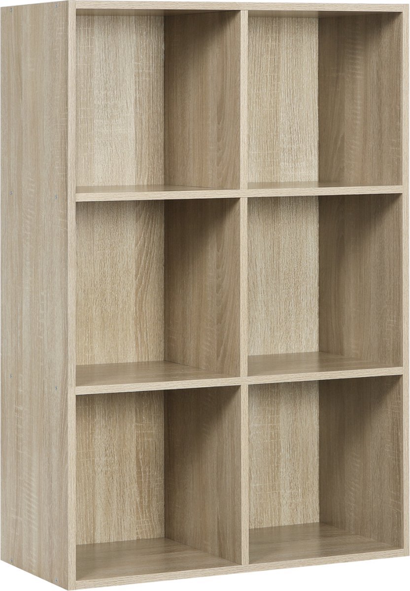 Bolt Edge Boekenkast - Oak - 6 Vakken - MDF Hout - 60x29.5x89cm - Kinderkamer