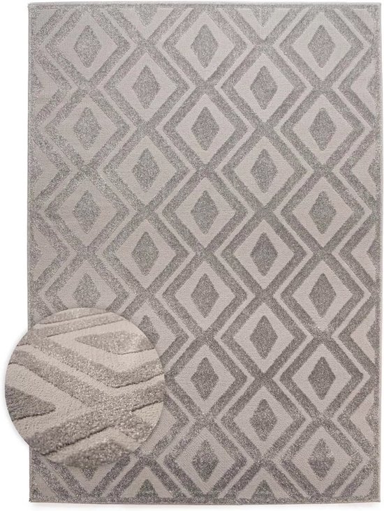 Tapis scandinave - Contour Diamond gris 80x150 cm