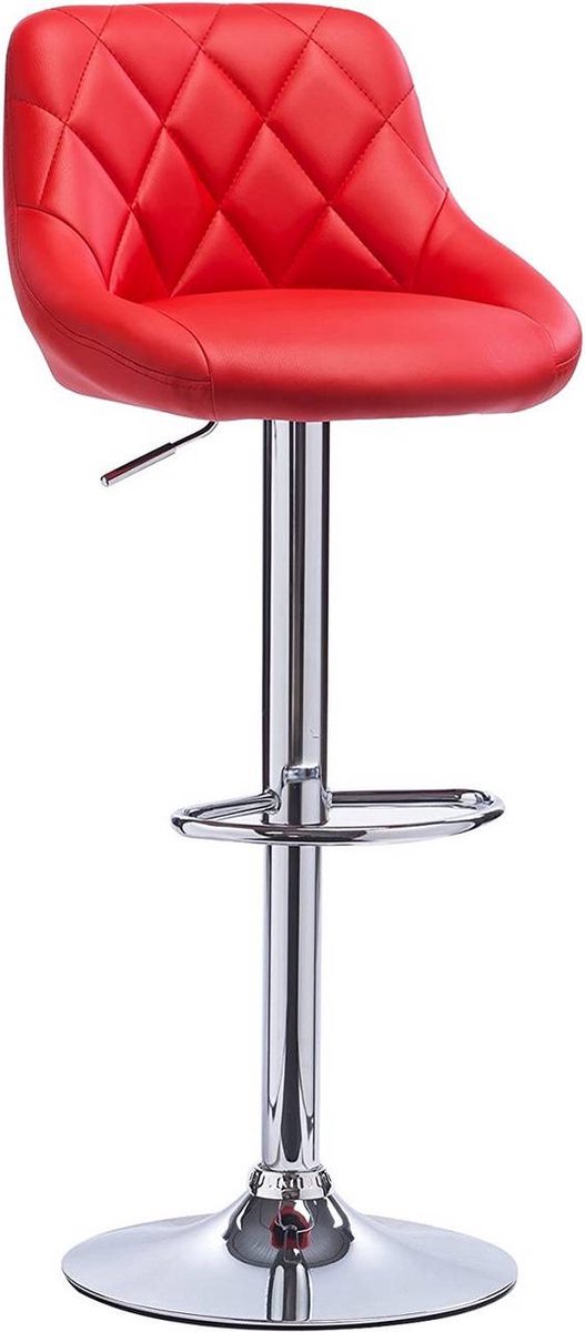 Bolt Edge Barkruk - Rood Velvet - Ergonomisch - Verstelbaar - Rugleuning - Set van 1