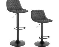 Barkruk - Donkergrijs Velvet - Industrial - Verstelbaar - Set van 2