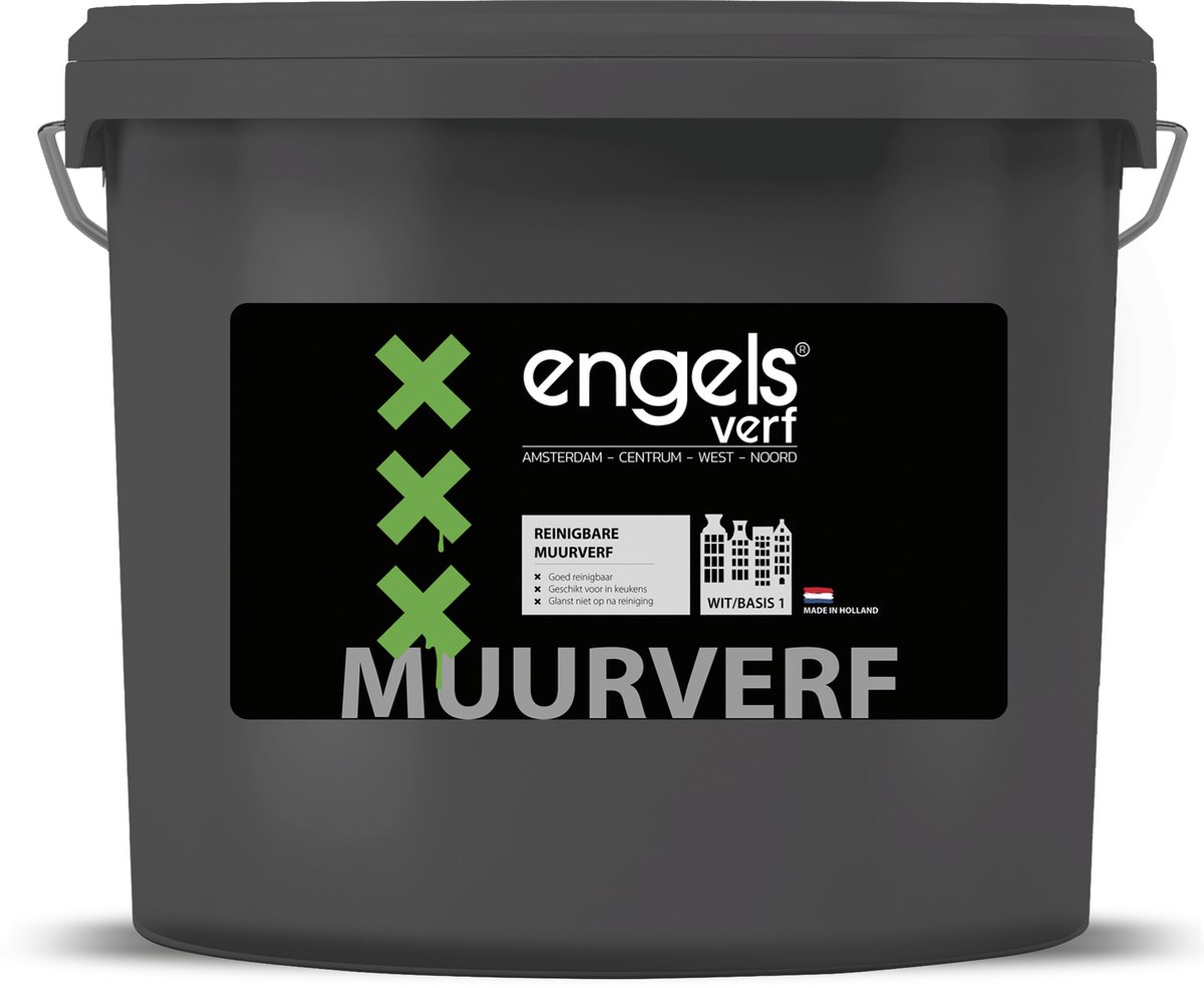 Engels Verf - Muurverf Latex Mat - Waterbasis - Ral 9010 - Spuit en rollatex - 5 Liter