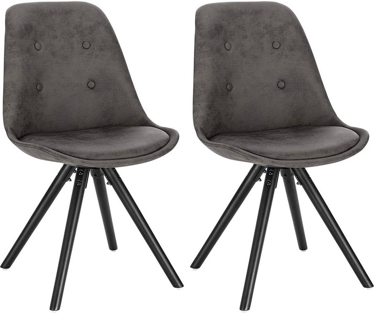 Bolt Edge Bezoekersstoelen - Antraciet stof - Houten poten - Zithoogte 46cm - Set van 2