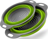 HI NATURE™ Vergiet Opvouwbaar set van 2 stuks - Inklapbaar Siliconen Vergiet - 1 Groot en 1 Klein - 100% BPA Vrij | Vaatwasbestendig - Hittebestendig | Makkelijk Opbergen