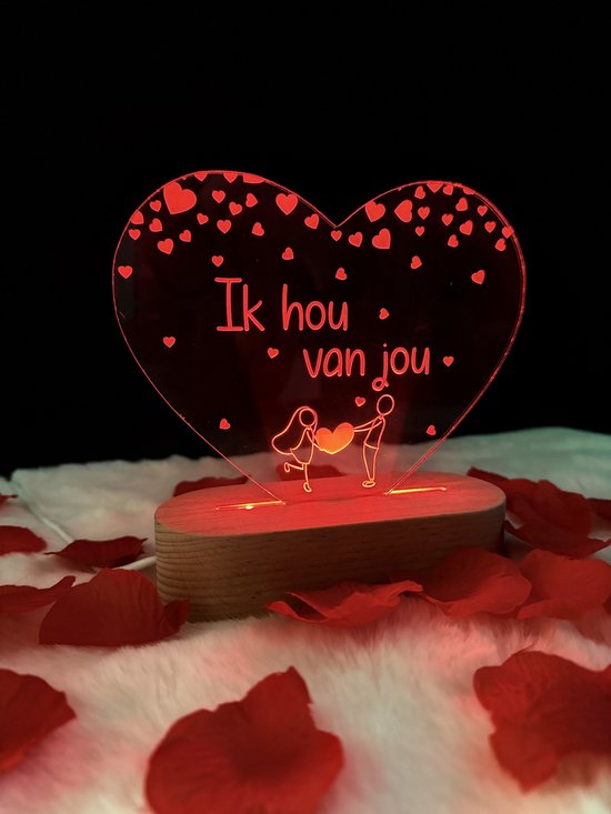 Valentijn - Lampje - Liefdes cadeau - Ik hou van jou - Valentijn verlichting - Valentijn cadeautje voor hem - Valentijnsdag - Valentijn cadeautje voor haar - Valentijn decoratie - Valentijnsdag - Valentijnsdag voor mannen van Merkloos — afbeelding 2