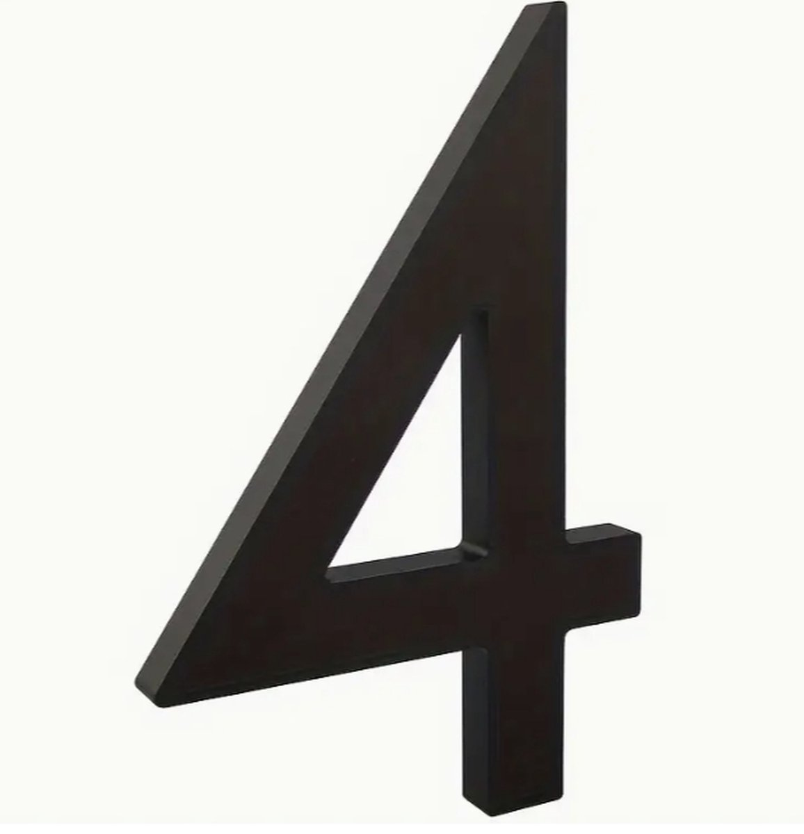 Huisnummer 4 zwart - groot 15cm - huisnummer mat zwart