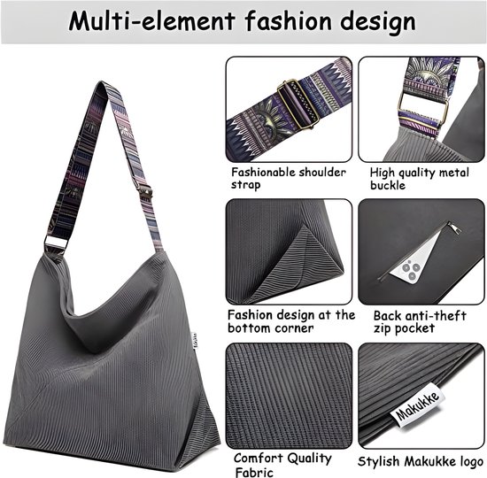 Makukke Cord Tote Bag tas dames schoudertas grote shopper tas handtas schoudertas voor werk kantoor reizen winkelen school (Grijs