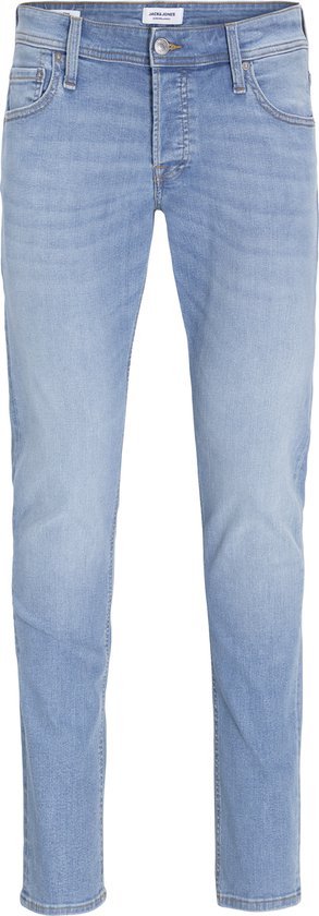 Lichtblauwe slim fit jeans van Jack & Jones met knoopsluiting en vijf zakken.