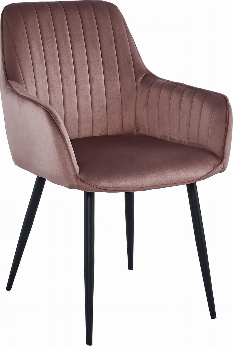 LEOBERT SOLDEN Stoel - Donkerroze Velvet, Metalen Poten, Stijlvol Ontwerp en Optimaal Zitcomfort voor Woonkamer, Slaapkamer, Eetkamer of Kantoor, Max. 120 kg donkerroze / zwart