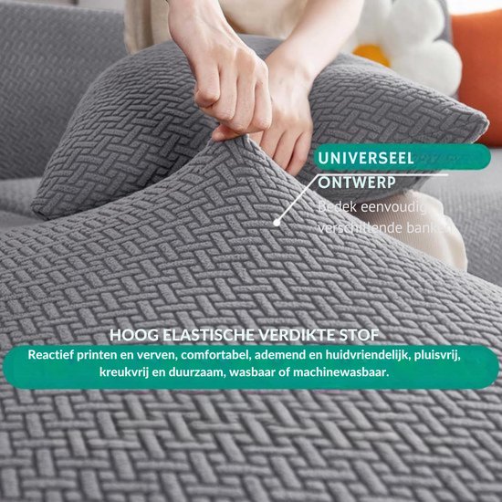 L-vorm sectionele bankhoes, zachte en dikke hoekbankbeschermer, machinewasbaar, voor thuis, café, club, restaurant, past op 5-zitsbanken