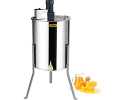 VEVOR Honing Extractor Elektrische 140w TangentiëLe Extractor Roestvrij Staal 4/8 Frames Honing Extractor 45mm Honing Klep 1300 Rpm Elektrische Honing Extractor 48×16/23cm Honingraat Size Imkerij Imker Accessoires