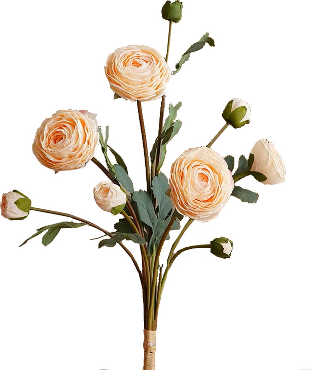Steelbloem - kunstbloem Pioenroos 57 cm 7 knoppen champagne