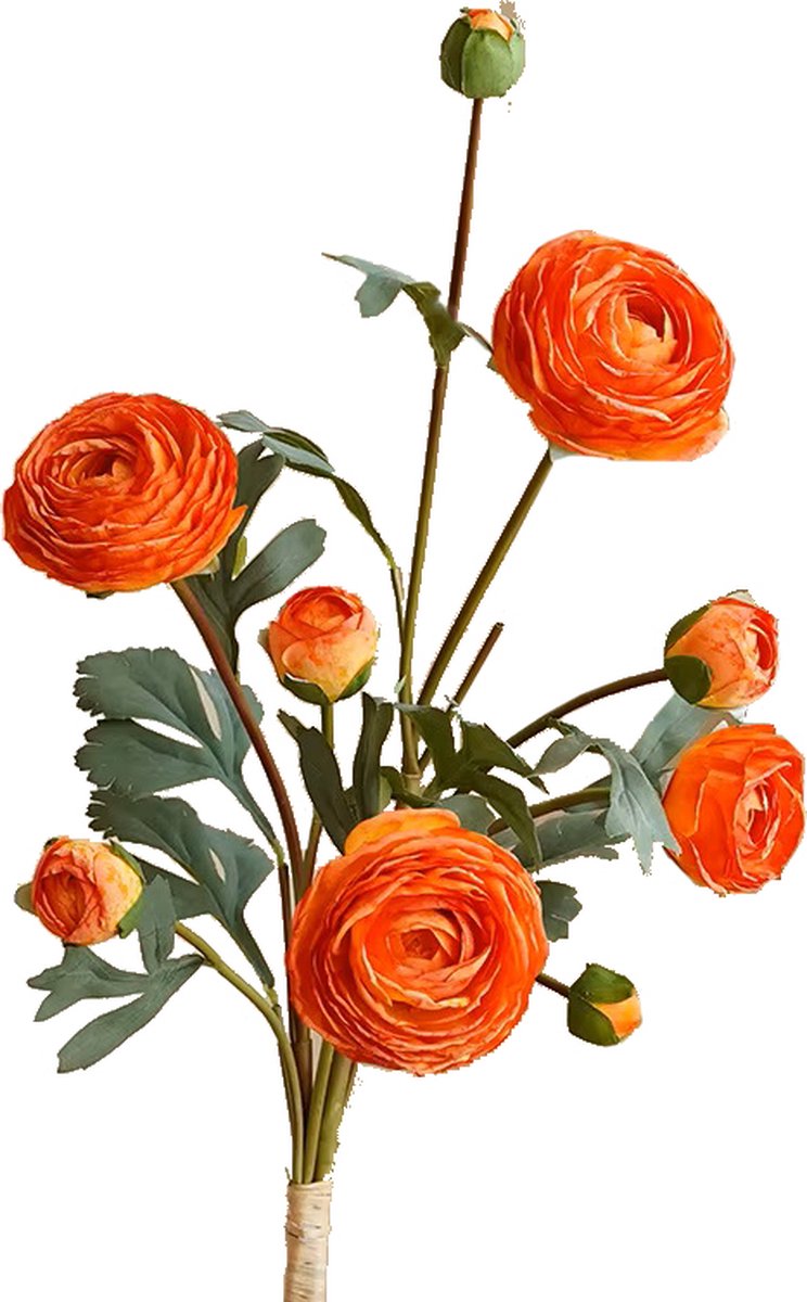 Steelbloem - kunstbloem Pioenroos 57 cm 7 knoppen oranje