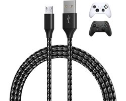 Micro-USB Kabel voor Xbox 3m Nylon Gevlochten USB-A naar Micro-B [2 Pack] van MMOBIEL – Micro USB Oplaadkabel voor Xbox Controllers 18W 480Mbps – Micro Oplaadkabel - Gaming Accessoires – Wit / Zwart