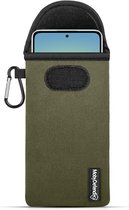 Coque pour Xiaomi Redmi Note 14 4G-5G - Pochette en néoprène MobyDefend avec mousqueton - Étui d'insertion - Étui avec passant de ceinture - Vert - Étui pour téléphone portable - Étui pour téléphone Convient pour : Xiaomi Redmi Note 14 4G