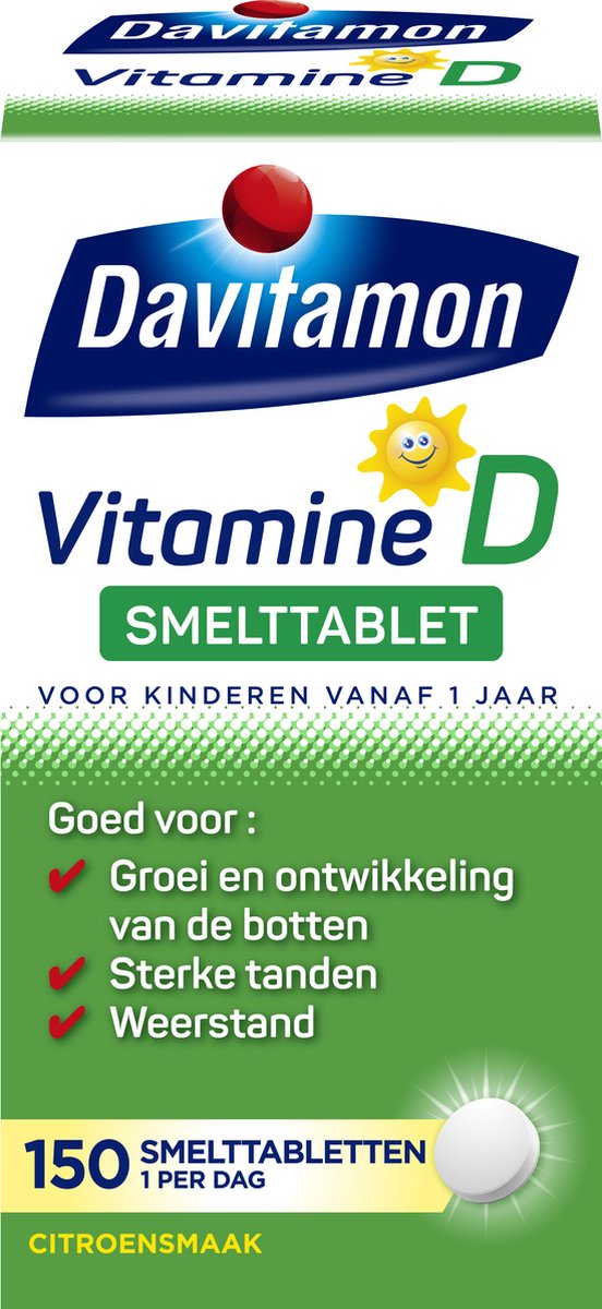 Goedkoopste Davitamon Vitamine D Kinderen - Groei en Ontwikkeling - Voedingssupplement - Smelttablet 150 stuks