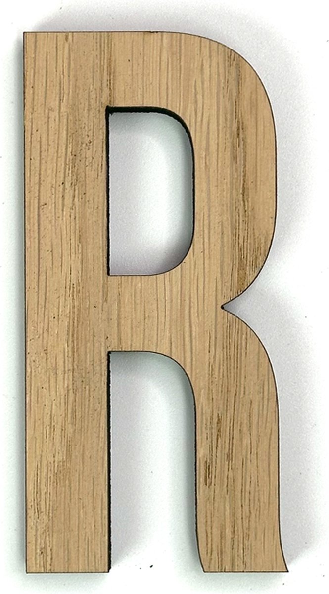 Houten letter R - 10 cm hoog