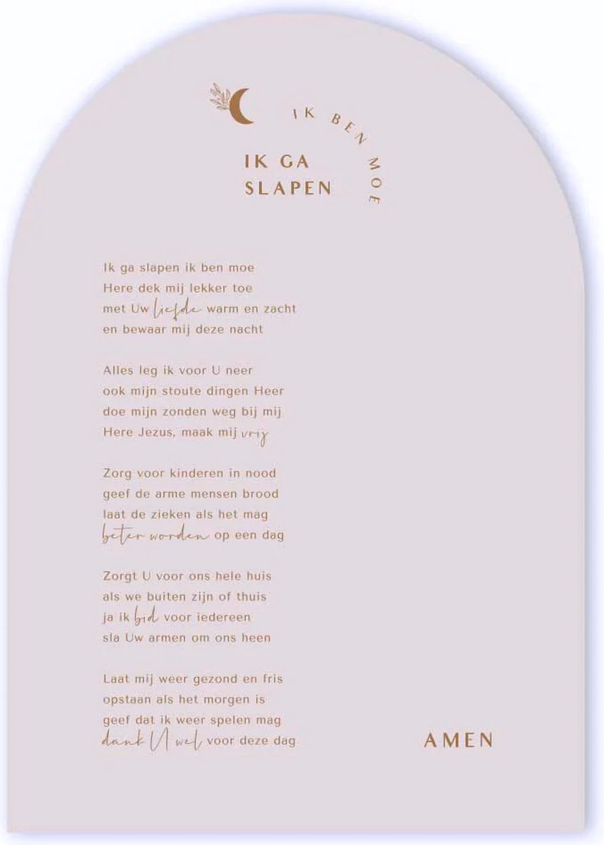 Poster A4 'Ik ga slapen, ik ben moe' nieuwe versie op luxe papier – Lichtgrijs / Roze