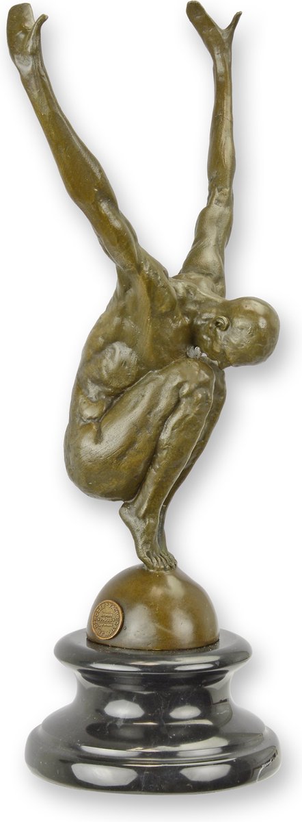 Bronzen beeld - Man in duikpositite - sculptuur - 29,6 cm hoog