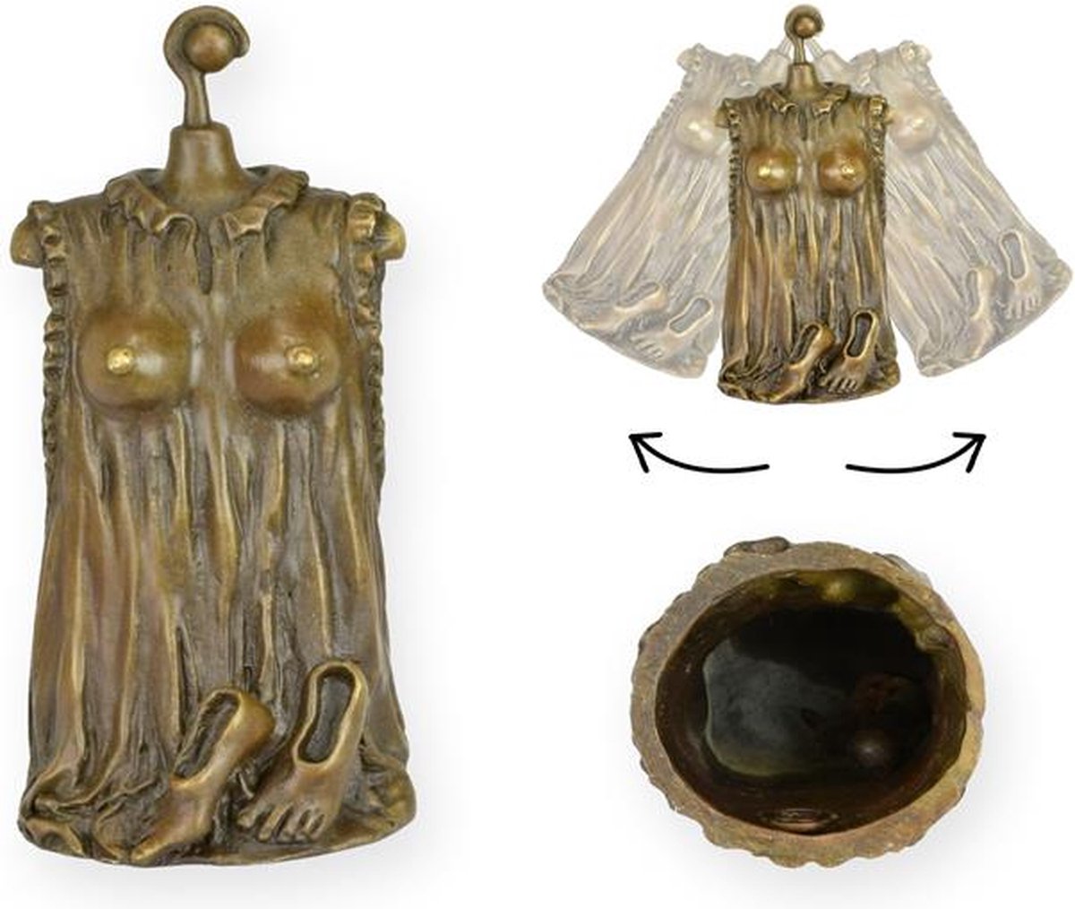 Naakte vrouw - Tafelbel - brons - 11 cm hoog