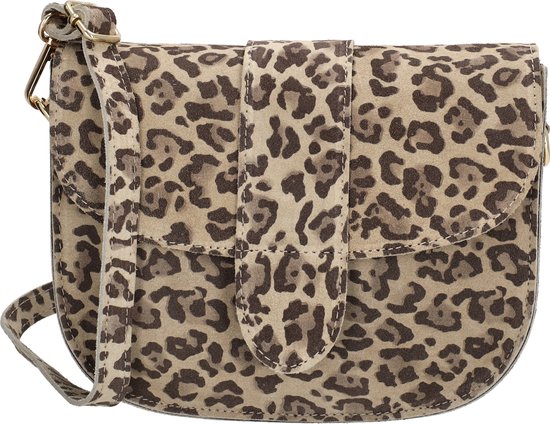 Charm London Anna Crossbody Schoudertas met Overslag - Luipaard - 100% Leer