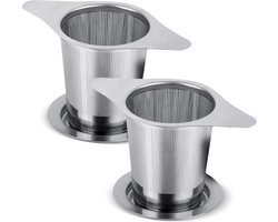 Special Leaves - Theezeef - 2 stuks - RVS Theefilter - Met Handvat En Lekplaatje - Thee Filter Voor Losse Thee - Thee Infuser Special Leaves - Theezeef - 2 stuks - RVS Theefilter - Met Handvat En Lekplaatje - Thee Filter Voor Losse Thee - Thee Infuser