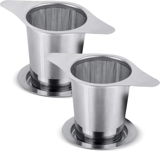 Special Leaves - Theezeef - 2 stuks - RVS Theefilter - Met Handvat En Lekplaatje - Thee Filter Voor Losse Thee - Thee Infuser