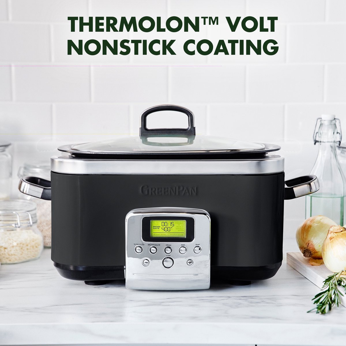 Afbeelding 2 van GreenPan Elite Slowcooker Black 6L - PFAS-vrij