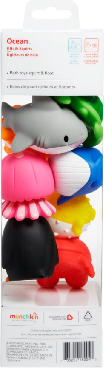 Munchkin Badspeelgoed Voor Baby's - Oceaanvormige Baddiertjes die Spuiten! - Badspuiters - Per 8 Stuks - Vanaf 9 Maanden — afbeelding 6
