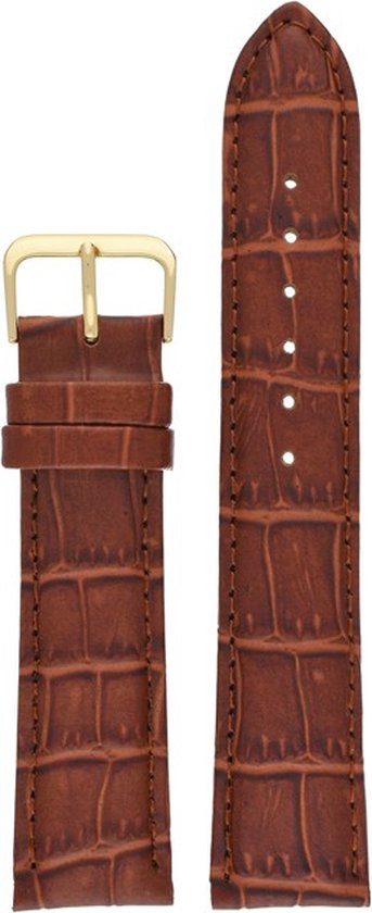 Bracelet de montre-20mm-cuir véritable-lbs-marron-fourré-croco-doux-boucle couleur or-20 mm