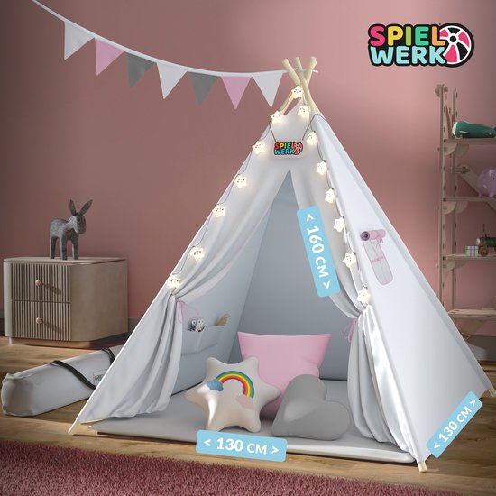 Spielwerk Speeltent - LED 3 Kussens Spanschroef 130x130x160cm - Roze van Spielwerk — afbeelding 4