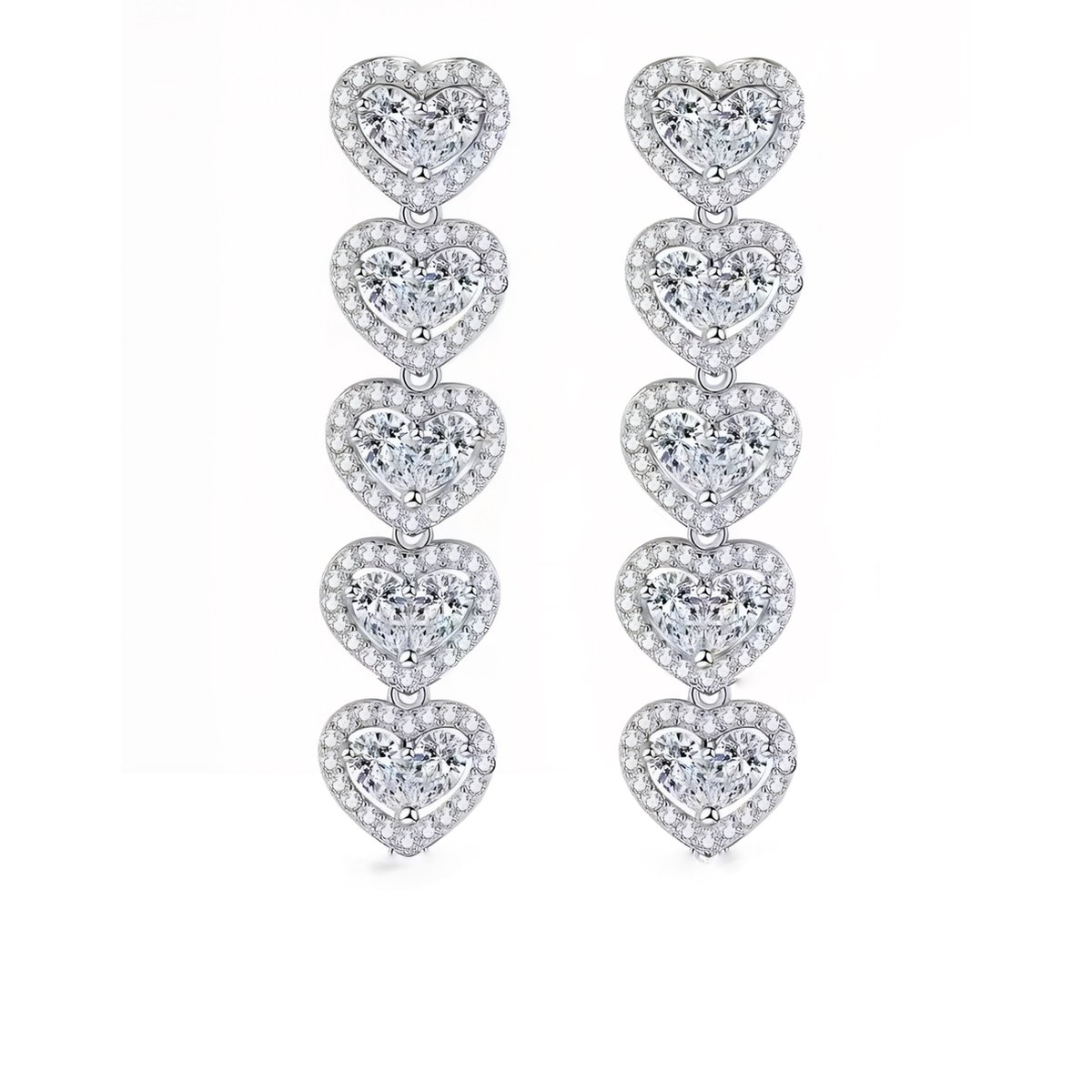 Five Little Hearts Earrings Silver
