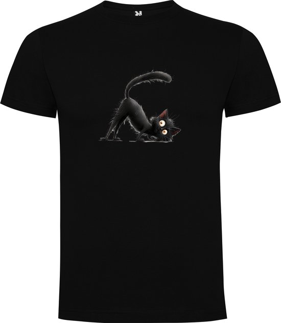 T-shirt Zwart avec imprimé « Le Humour de chat noir » en couleur, taille 4XL