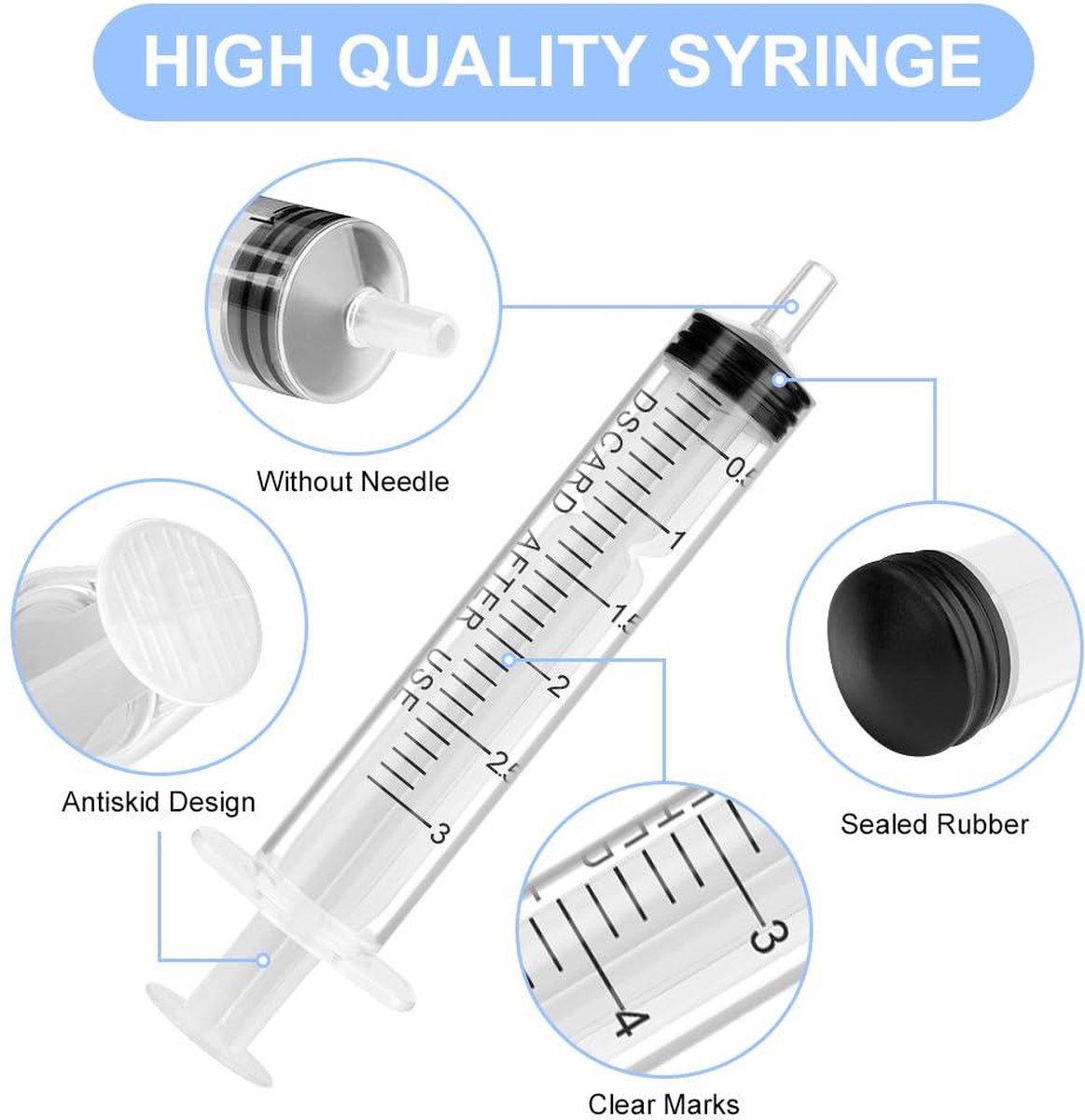 30 Plastic Spuiten, 5ml 3ml 1ml Plastic Spuit met Meting, Spuit met Blunt Needle Wegwerpspuit, Doseerspuit van Kunststof voor olie- of lijmmapplicatoren, experimenten, huisdiervoeders, industriële