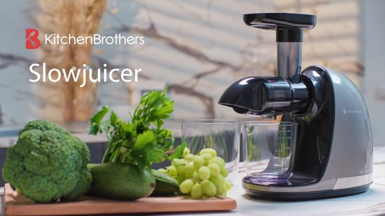 KitchenBrothers Slowjuicer - Presse-agrumes - Presse-légumes et fruits - 700 ml - Avec réservoir à pulpe - Machine à jus - Champagne
