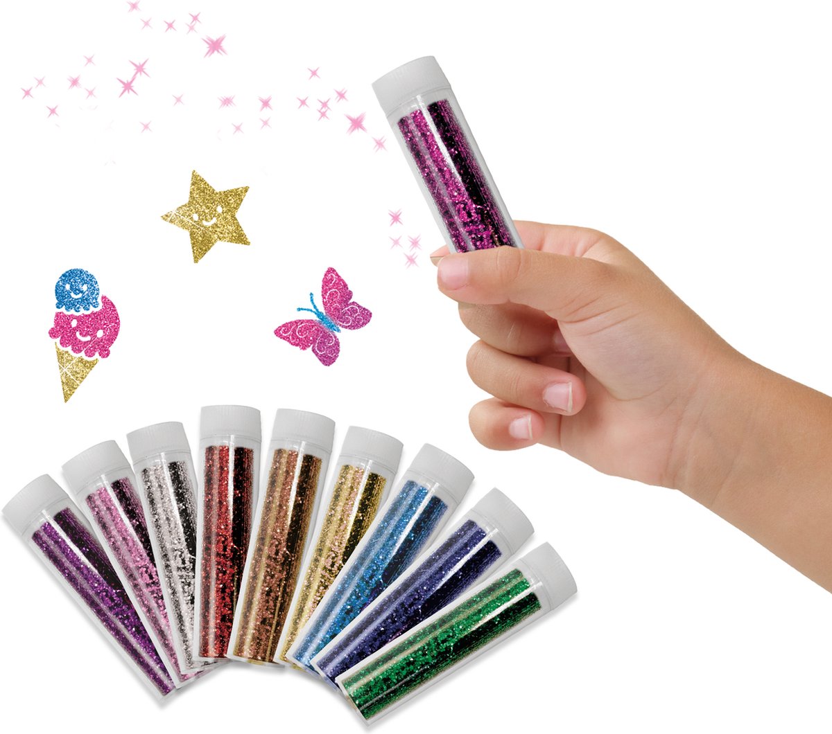 SES Creative - Biologisch afbreekbare glitters - 10 kleuren glitters - Glitters om te knutselen – glitterbuisjes - strooiglitter — afbeelding 2