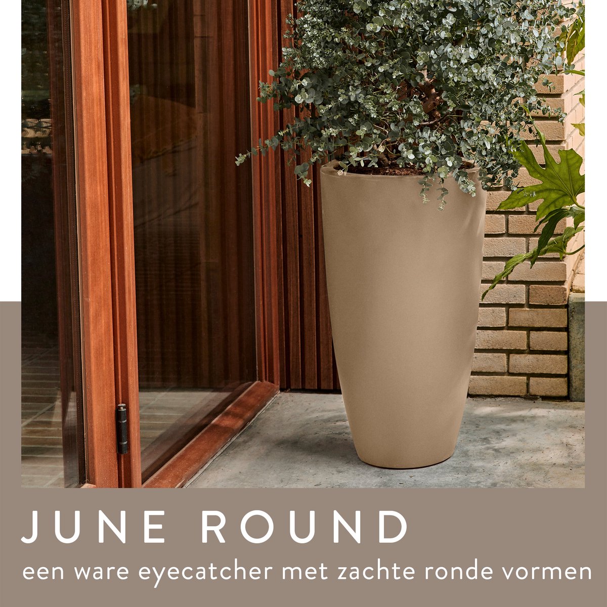 Elho June Round High 40 - Pot résistant aux UV et à la décoloration