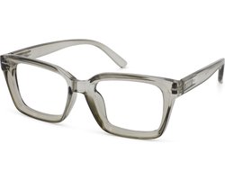 Leesbril Vista Bonita YUGO – Sterkte +2.00 - Kleur Kadushi Silver – Met blauwlichtfilter - Stevig rechthoekig model – Ideaal voor achter beeldscherm en mobiel – Met flexveren – Inclusief briletui en doekje
