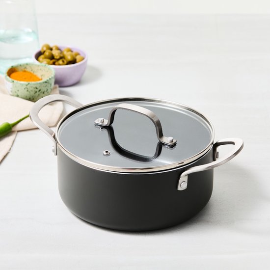 ISENVI Murray Kookpan met Deksel - 20 cm - Keramisch - RVS Greep - Geschikt voor Inductie - PFAS, PTFE en PFOA Vrij