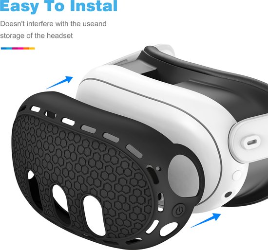 Heiloo 3-in-1 VR-accessoireset Voor Meta Quest 3S – Siliconen Gezichtsmasker, Lensdoppen, Zweetbestendig, Zwart