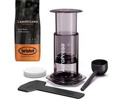 AeroPress Clear Smoked Coffee Maker + Bristot l'Americano koffie