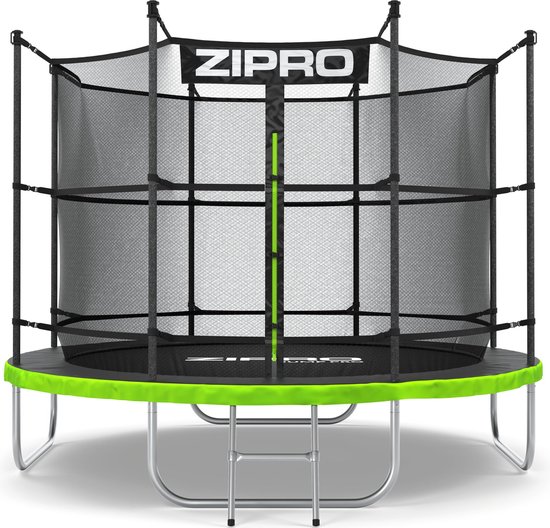 Zipro® Jump Pro 8FT tuintrampoline Ø252cm met binnennet - Trampoline voor buiten - Afsluitbaar veiligheidsnet - Verwisselbaar UV-bestendig net - Maximale belasting tot 150kg - Corrosiebestendig - Snelle en eenvoudige montage.
