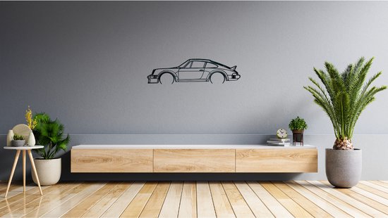 Décoration murale Porsche - Décoration murale voiture - 80x22 cm - Zwart - Décoration murale - Bois - Décoration murale - Porsche 911 art - Porsche 911 Carrera
