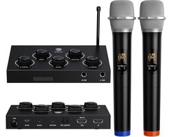 Multifunctionele Draadloze Bluetooth Karaoke Microfoon - UHF Microfoonsysteem Voor Karaoke, TV, Feesten, DJ, Kerk, Bruiloften En Vergaderingen Met HDMI ARC, Aux & Optische Ingangen