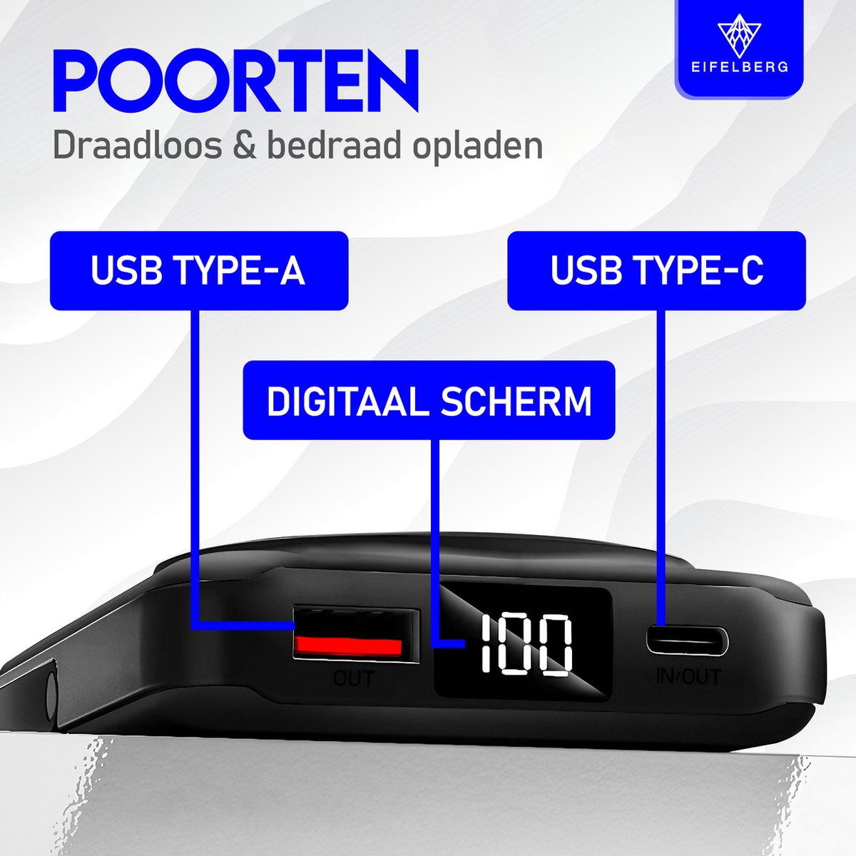 EifelBerg - MagSafe Powerbank 10000 mAh - USB-C - USB-A - afbeelding 2